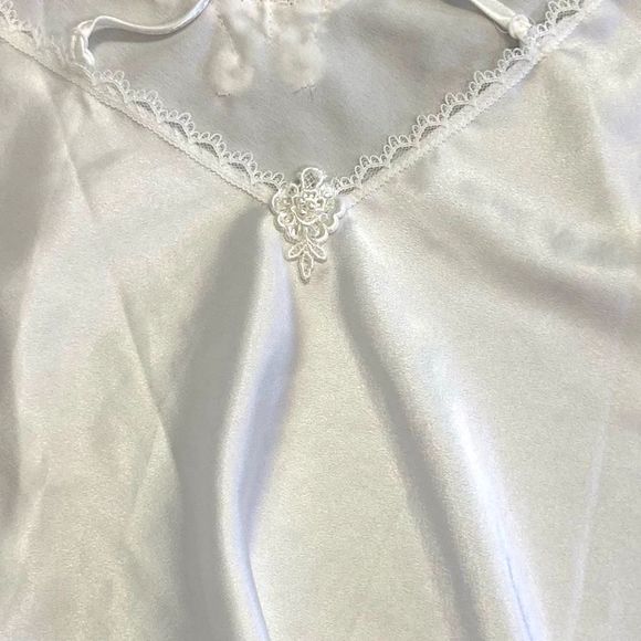 Vintage Lady Cameo Slip Nightgown SZ M White Bridal Beaded Chemise Lingerie Lace - Picture 5 of 11